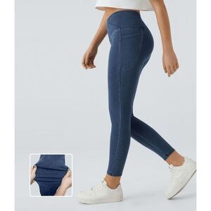 Halara Flex Crossover Side Pocket Washed Stretchy Knit Leggings
